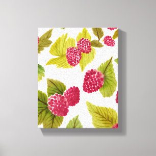 Rode Frambozen Aquarel Fruit Modern Canvas Afdruk