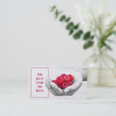 Rode frambozen in Hand Visitekaartje (Staand voorkant)