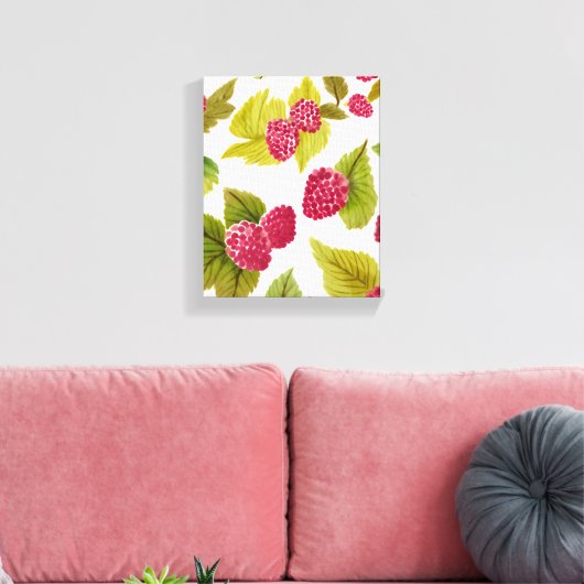 Rode frambozen Waterverf Fruit Modern Canvas Afdruk (Insitu (Woonkamer))