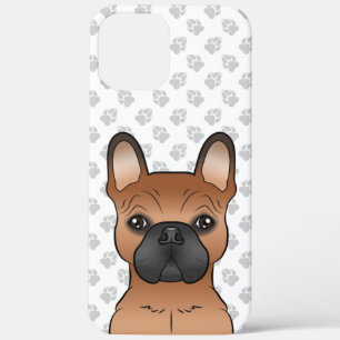Rode Franse Bulldog Cartoonhond & Pootjes iPhone 12 Pro Max Hoesje