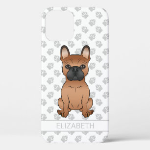 Rode Franse Bulldog / Franse Cartoonhond & Naam iPhone 12 Hoesje