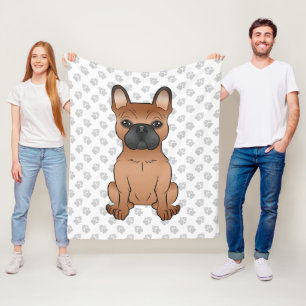 Rode Franse Bulldog / Franse Cartoonhond & Pootjes Fleece Deken