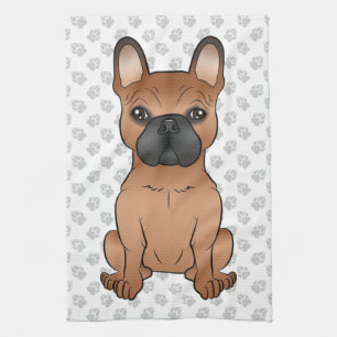 Rode Franse Bulldog / Franse Cartoonhond & Pootjes Theedoek