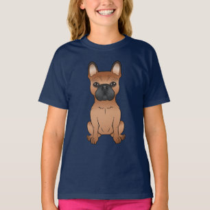 Rode Franse Bulldog / Franse Cute Cartoon Hond T-shirt