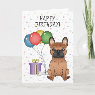 Rode Franse Bulldog Schattige Cartoon Hond Gefelic Kaart