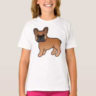 Rode Franse Bulldog Schattige Cartoon Hond T-shirt