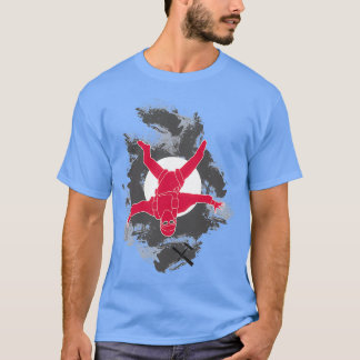 Rode freeflyer met zon en grijze wolken t-shirt