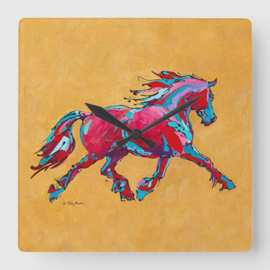 Rode Friesian wandklok Vierkante Klok (Voorkant)