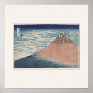 Rode Fuji door Hokusai - Japanse Houtblok Vierkant Poster