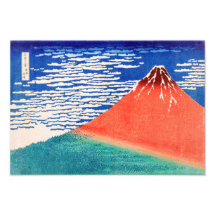 Rode Fuji Hokusai Foto Afdruk