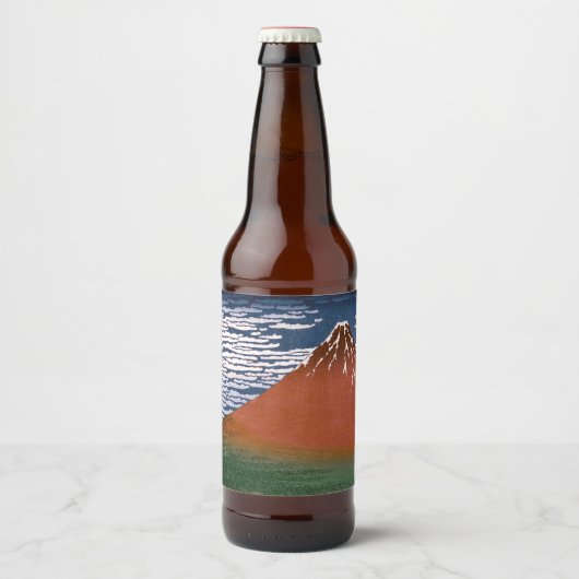 Rode Fuji, ook bekend als Fujiyama vulkaan Katsush Bier Etiket (Voorkant)