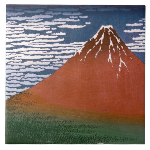 Rode Fuji, vulkaan Aka Fujiyama Katsushika Hokusai Tegeltje