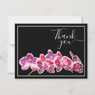 Rode geaderde orchidee tegen zwarte achtergrond Da Briefkaart
