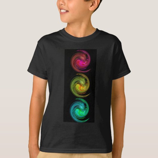 RODE GEEL BLAUW LIGHT VORTEX Fractal Art T-shirt (Voorkant)