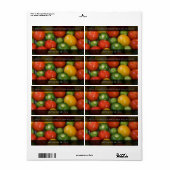 Rode geel tomaten en groene tomatillos etiket (Full Sheet)