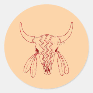 Rode Geest Dans Bizon leer grote ronde stickers