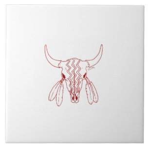Rode Geest Danst Buffalo witte grote tegel Tegeltje