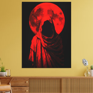 Rode gehulde figuur – Donkere gotische bloedmaanfa Canvas Afdruk