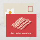 Rode Geïllustreerde Bacon Liefde Briefkaart (Voorkant / Achterkant)