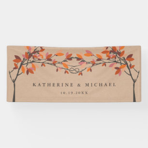 Rode Geknoopte Liefdesbomen Op Kraft Herfst Bruilo Spandoek