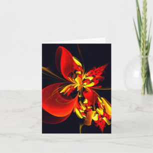 Rode Gele Bloem Moderne Abstracte Kunstpatroon #10 Kaart