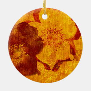 Rode gele bloem voor digitale grafische doeleinden keramisch ornament