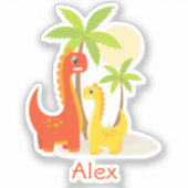 Rode Gele Dinosaurus Gepersonaliseerde Sticker voo (Voorkant)