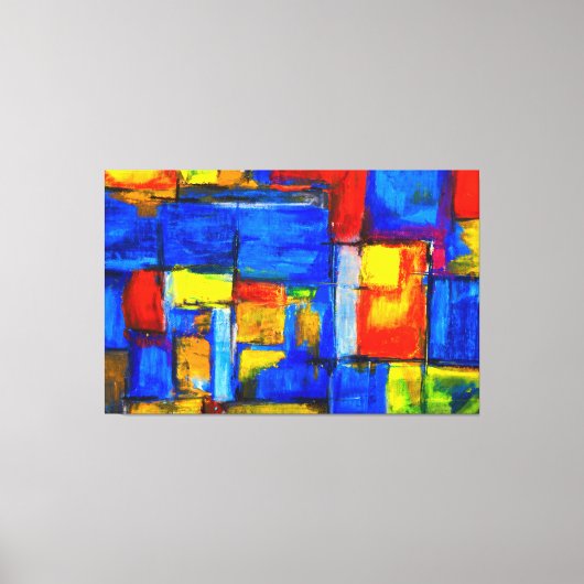 Rode, gele en blauwe Abstracte wandkunst Canvas Afdruk (Voorkant)