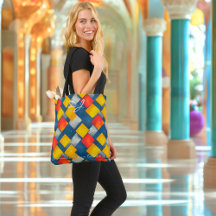 Rode, gele en blauwe geometrische diamanten patroo