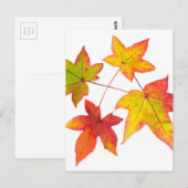 Rode gele en groene herfstbladeren briefkaart (Voorkant / Achterkant)