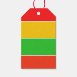 Rode, gele en limoengroene strepen cadeaulabel