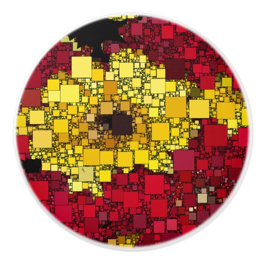 Rode, gele en schaduwen van gouden mini-dozen keramische knop (Voorkant)