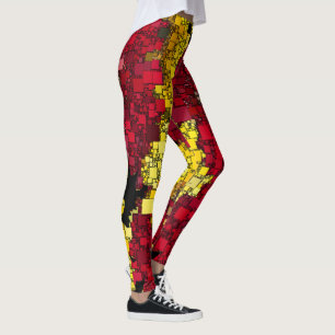 Rode, gele en schaduwen van gouden mini-dozen leggings