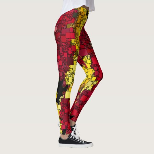 Rode, gele en schaduwen van gouden mini-dozen leggings (Rechts)