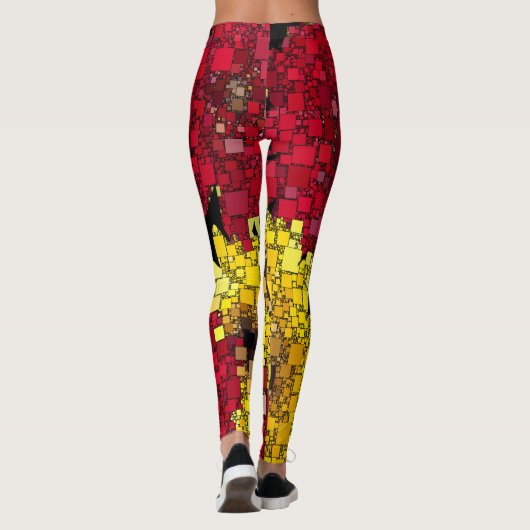 Rode, gele en schaduwen van gouden mini-dozen leggings (Achterkant)