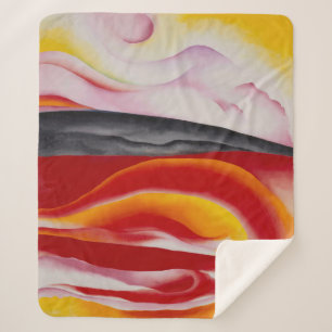 Rode, gele en zwarte streep Georgia O'Keeffe Sherpa Deken