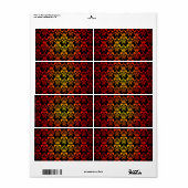 Rode, gele en zwarte vocht etiket (Full Sheet)