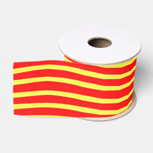 Rode Gele Golvende Lijnen Naadloos Patroon Grosgrain Lint