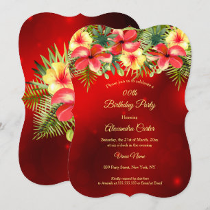 Rode gele Hibiscus Tropische Florence Party Kaart