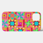 Rode gele kleurrijke patchwork Quilt Art Case-Mate iPhone Case (Achterkant (horizontaal))