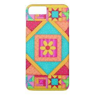 Rode gele kleurrijke patchwork Quilt Art iPhone 8 Plus / 7 Plus Hoesje