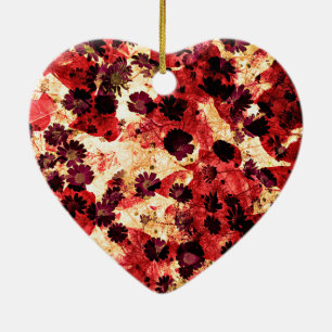 Rode gele maisiebloem abstract ontwerp keramisch ornament