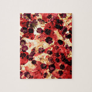 Rode gele maisiebloem abstract ontwerp legpuzzel