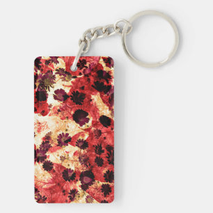 Rode gele maisiebloem abstract ontwerp sleutelhanger