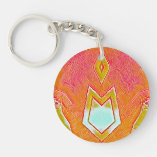 Rode gele Oranje cirkelvormige acryl ~ Sleutelhang Sleutelhanger