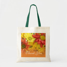Rode, gele, oranje maisachtige bloemen dank u tote bag