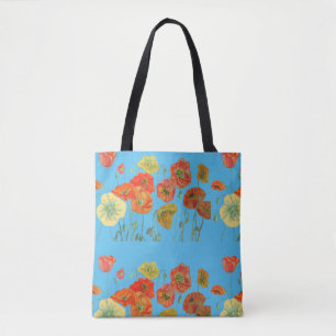 Rode gele Oranje papavermakerij Canvas tas