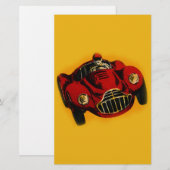 Rode Gele Oude Auto Racing Auto Briefpapier (Voorkant / Achterkant)