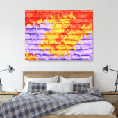 Rode gele Paarse pasteelmuur Canvas Afdruk (Insitu (Slaapkamer))