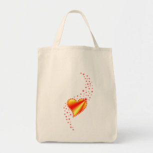 Rode gele regenboogkunst met sterren tote bag